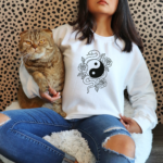 Floral Yin Yang Sweatshirt, Spiritual Balance Women’s Crewneck