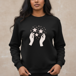 Celestial Magic Hands Sweatshirt, Spiritual Stars Women’s Crewneck