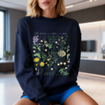 Botanical Floral Sweatshirt, Wildflower Cottagecore Crewneck